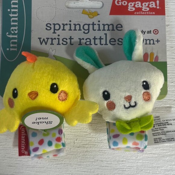 Infantino Go Gaga Springtime Wrist Rattles Babies 0M+ New Chick Bunny - Picture 4 of 8